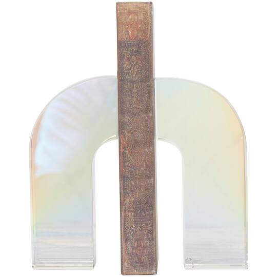 6" Clear Crystal Geometric Arched Bookends Set